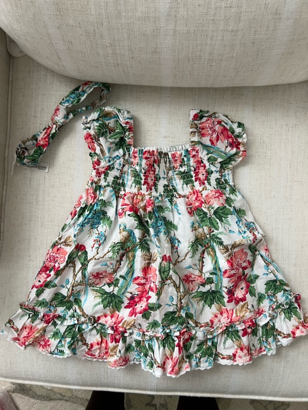 Janie and Jack Floral Ruffle Toddler Dress - Pink & Green